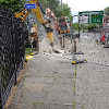 Church Street North subway walls being demolished.