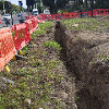 Excavation of trench on Dame Dorothy Street for water diversion works.
