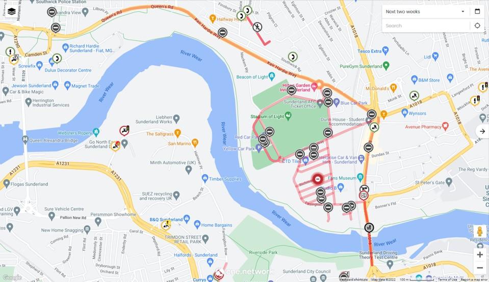 Concert road closures map