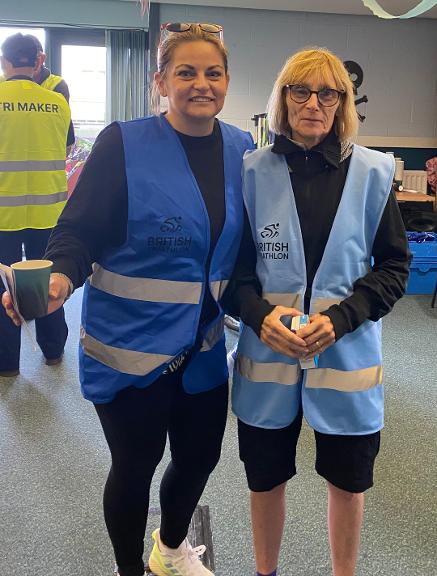World Triathlon Championship Series volunteer Laura Kerry World Triathlon Championship Series volunteer Laura Kerry and Lynn Valentine at last year's event
