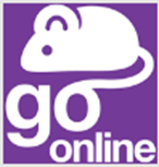 Go Online logo (purple background, white mouse)