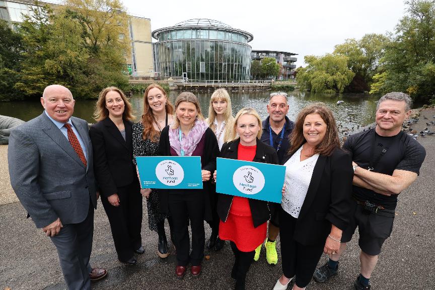 Ivor Crowther, Head of Investment, England, North at The National Lottery Heritage Fund and Councillor Beth Jones, Cabinet Member for Communities, Culture and Tourism at Sunderland City Council with staff from Sunderland Museum & Winter Gardens Sunderland